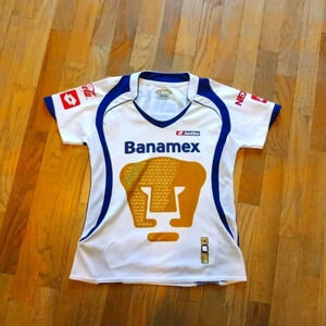 Pumas Unam Women's Soccer Jersey XS White Lotto Banamex Logo Graphic
